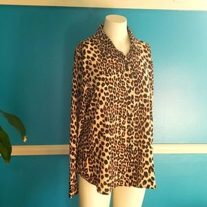 Cynthia Rowley leopard print blouse. Women's button front.